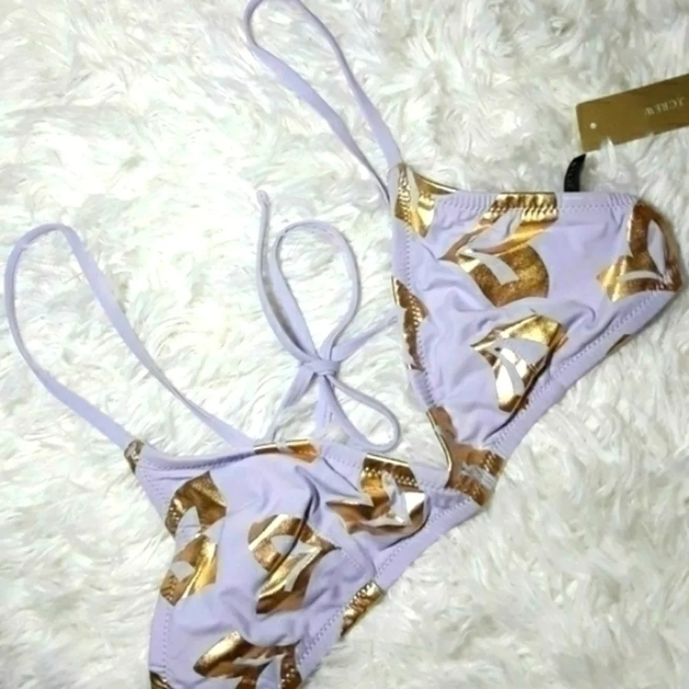 J. Crew Golden Hearts Bikini Swim Top